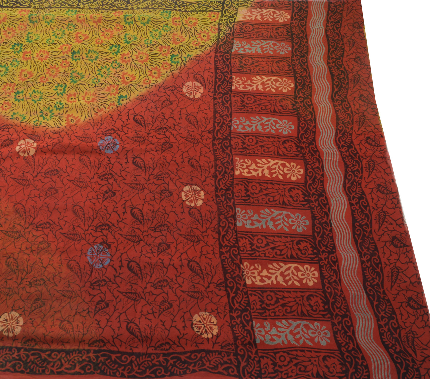 Sushila Vintage Maroon Saree 100% Pure Georgette Silk Hand Block Printed Fabric