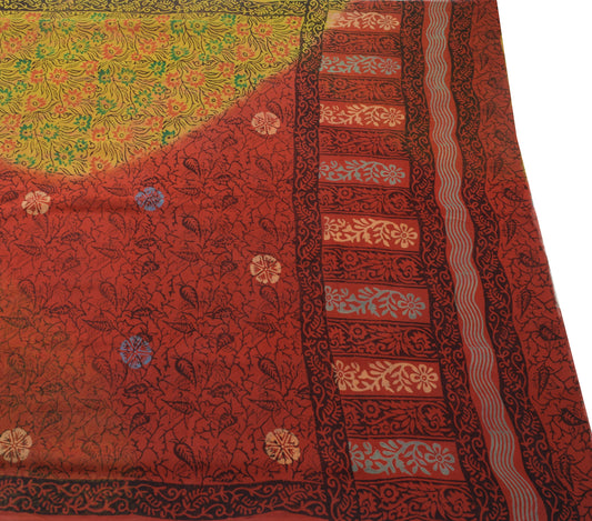 Sushila Vintage Maroon Saree 100% Pure Georgette Silk Hand Block Printed Fabric