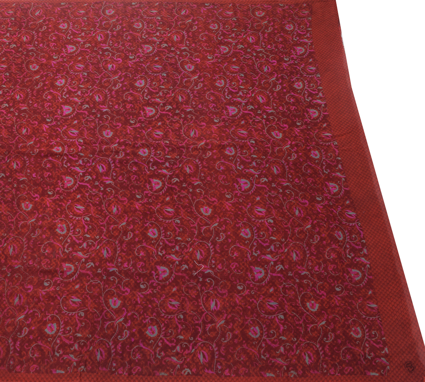 Sushila Vintage Saree Pure Georgette Silk Maroon Paisley Printed Craft Fabric