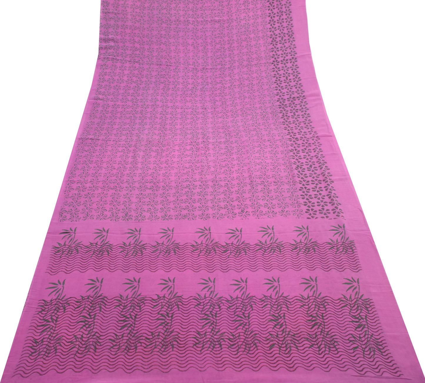 Sushila Vintage Light Purple Saree 100%Pure Georgette Silk Printed Floral Fabric