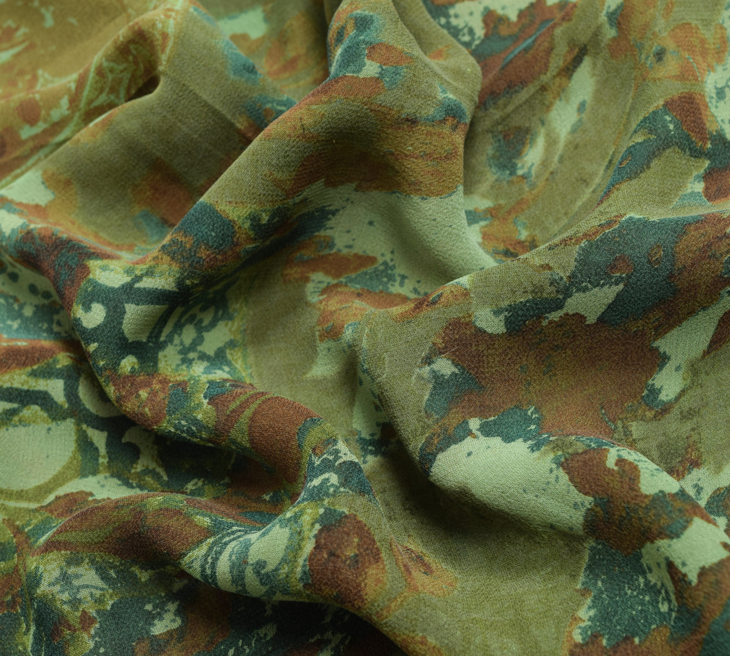 Sushila Vintage Green Saree Pure Georgette Silk Printed Abstract Craft Fabric