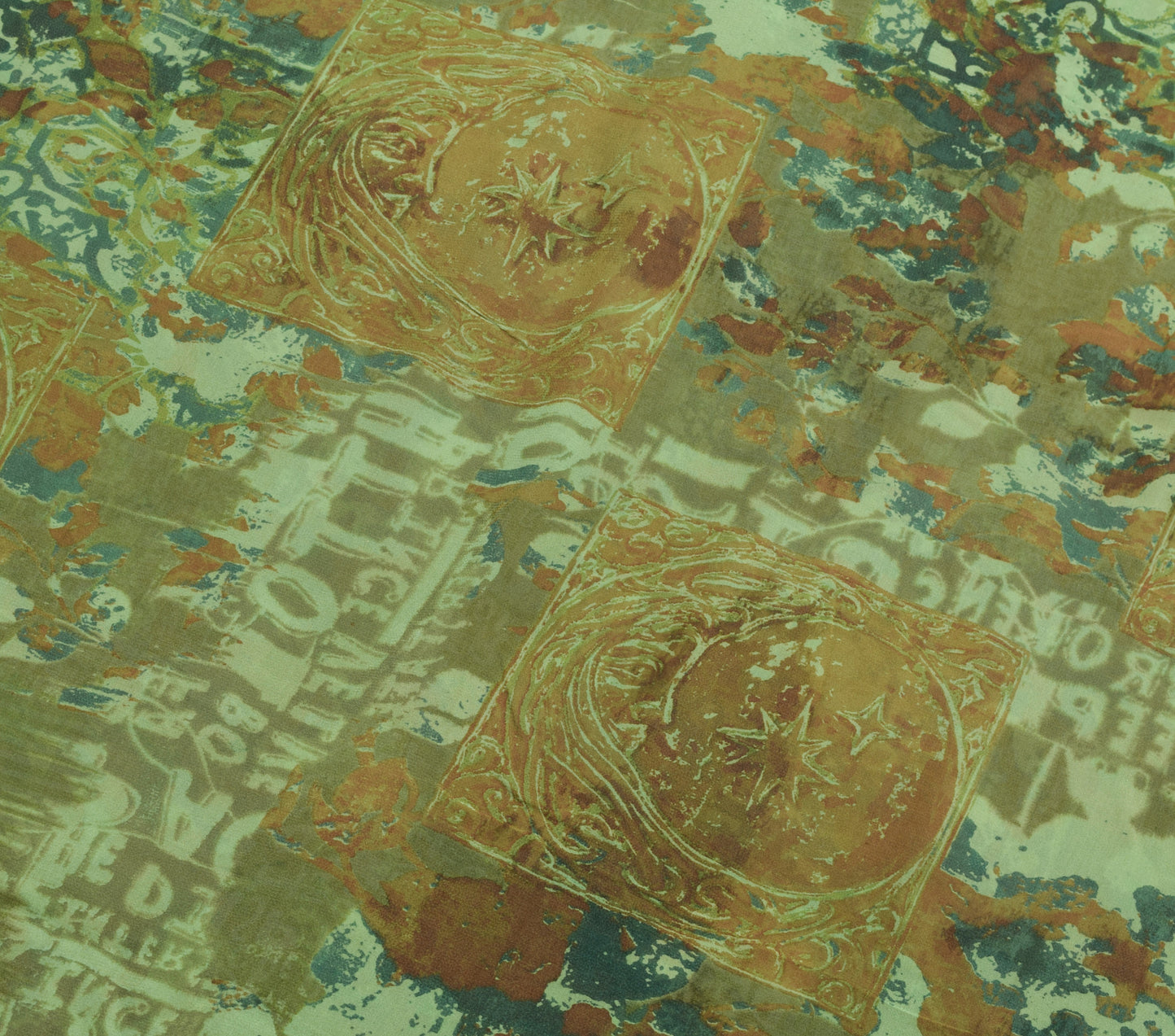 Sushila Vintage Green Saree Pure Georgette Silk Printed Abstract Craft Fabric