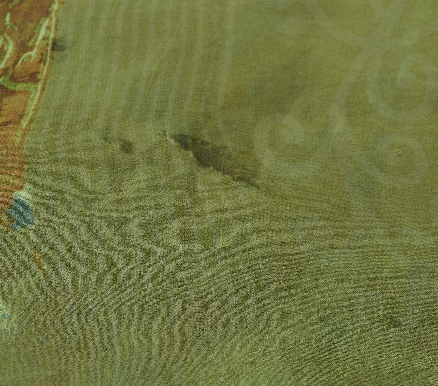 Sushila Vintage Green Saree Pure Georgette Silk Printed Abstract Craft Fabric