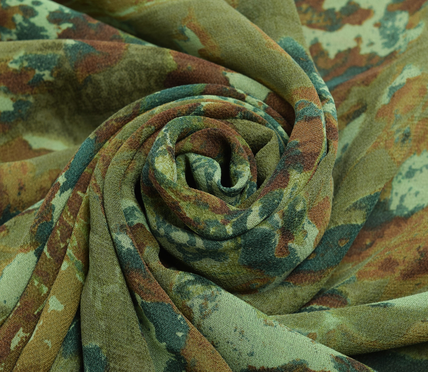 Sushila Vintage Green Saree Pure Georgette Silk Printed Abstract Craft Fabric