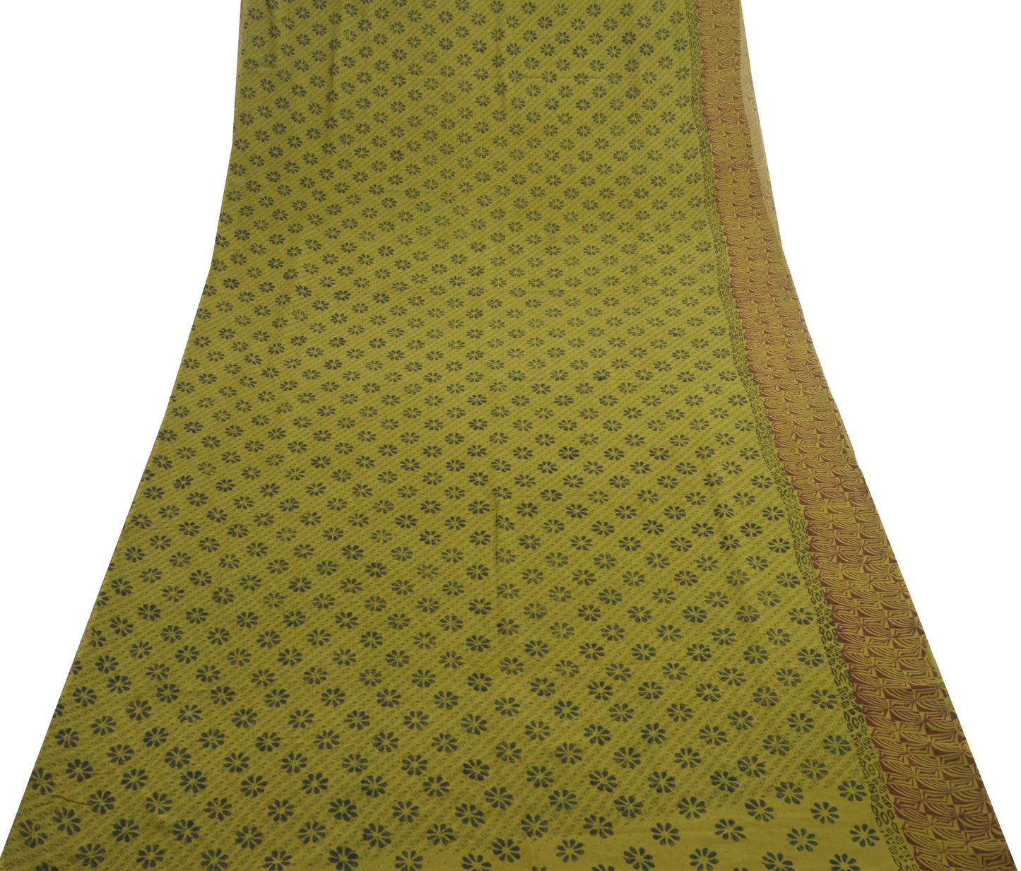 Sushila Vintage Green Saree 100% Pure Georgette Silk Printed Floral Craft Fabric