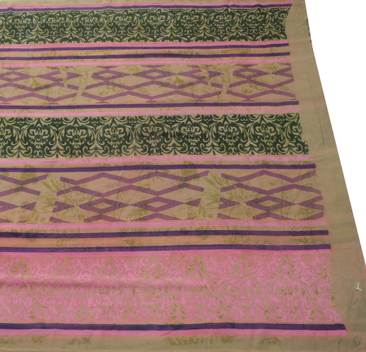 Sushila Vintage Saree 100% Pure Georgette Silk Printed Craft Multi-Color Fabric