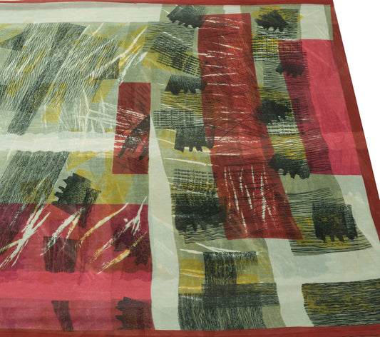 Sushila Vintage Multi-Color Saree 100% Pure Georgette Silk Printed Craft Fabric
