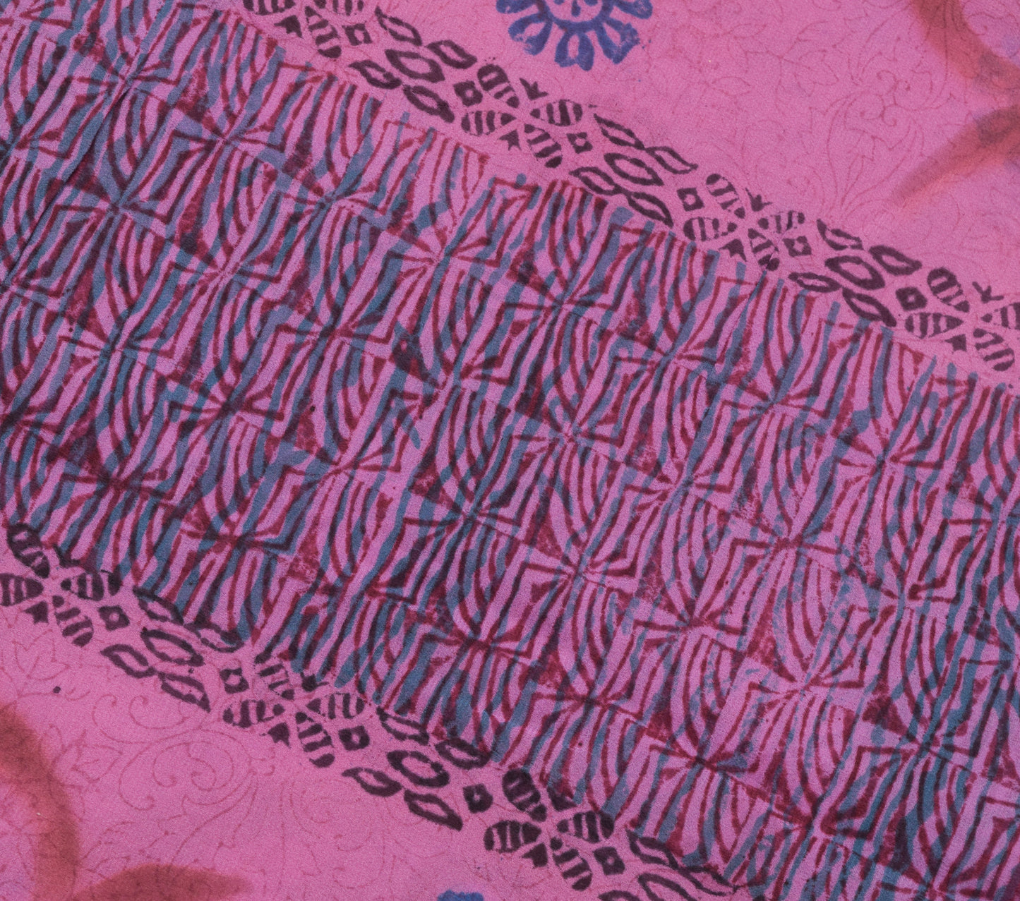 Sushila Vintage Pink Saree 100% Pure Georgette Silk Printed Floral Craft Fabric