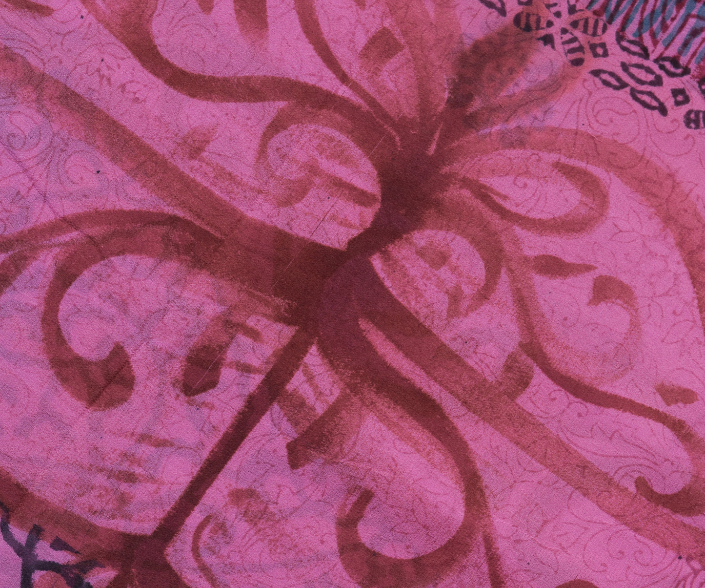 Sushila Vintage Pink Saree 100% Pure Georgette Silk Printed Floral Craft Fabric