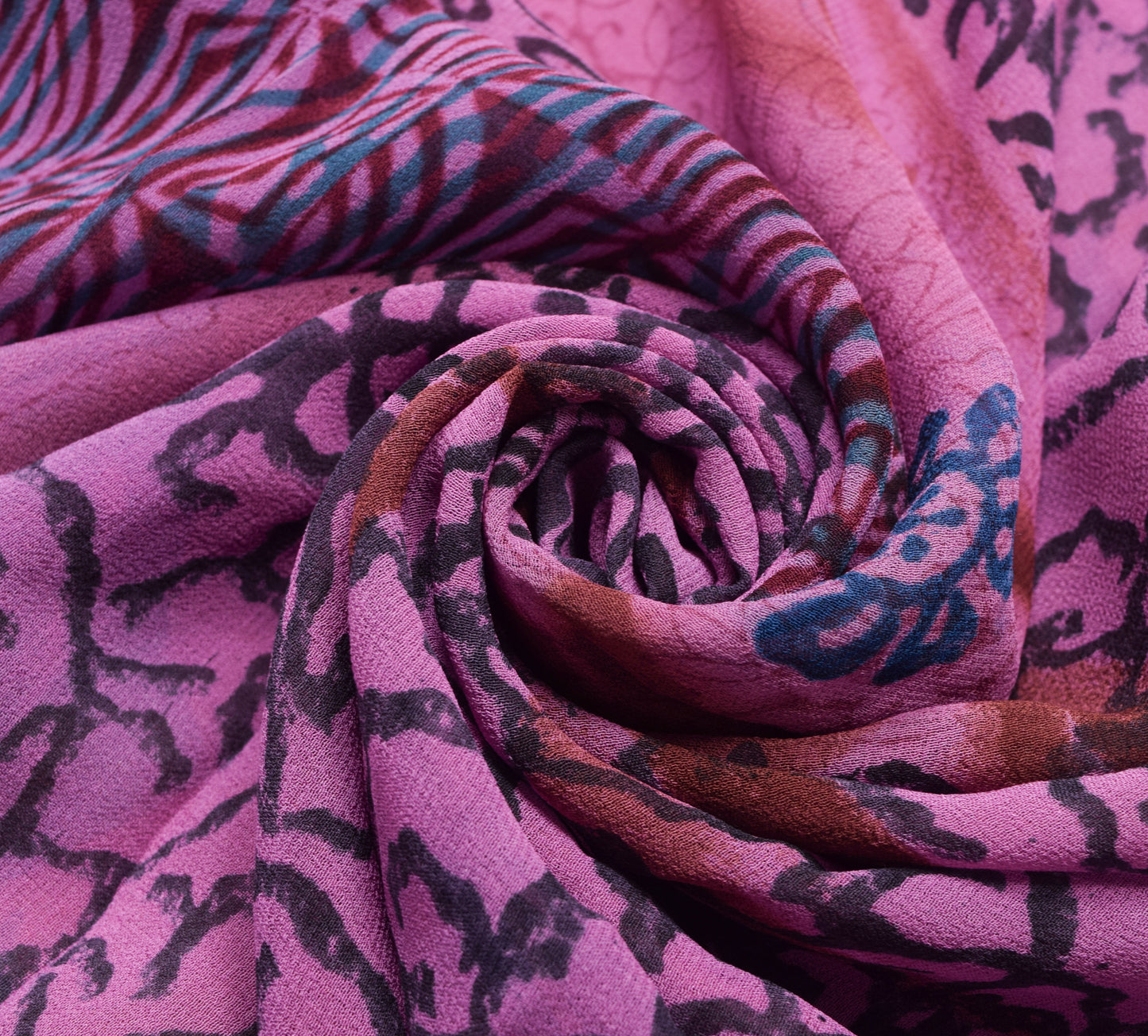 Sushila Vintage Pink Saree 100% Pure Georgette Silk Printed Floral Craft Fabric