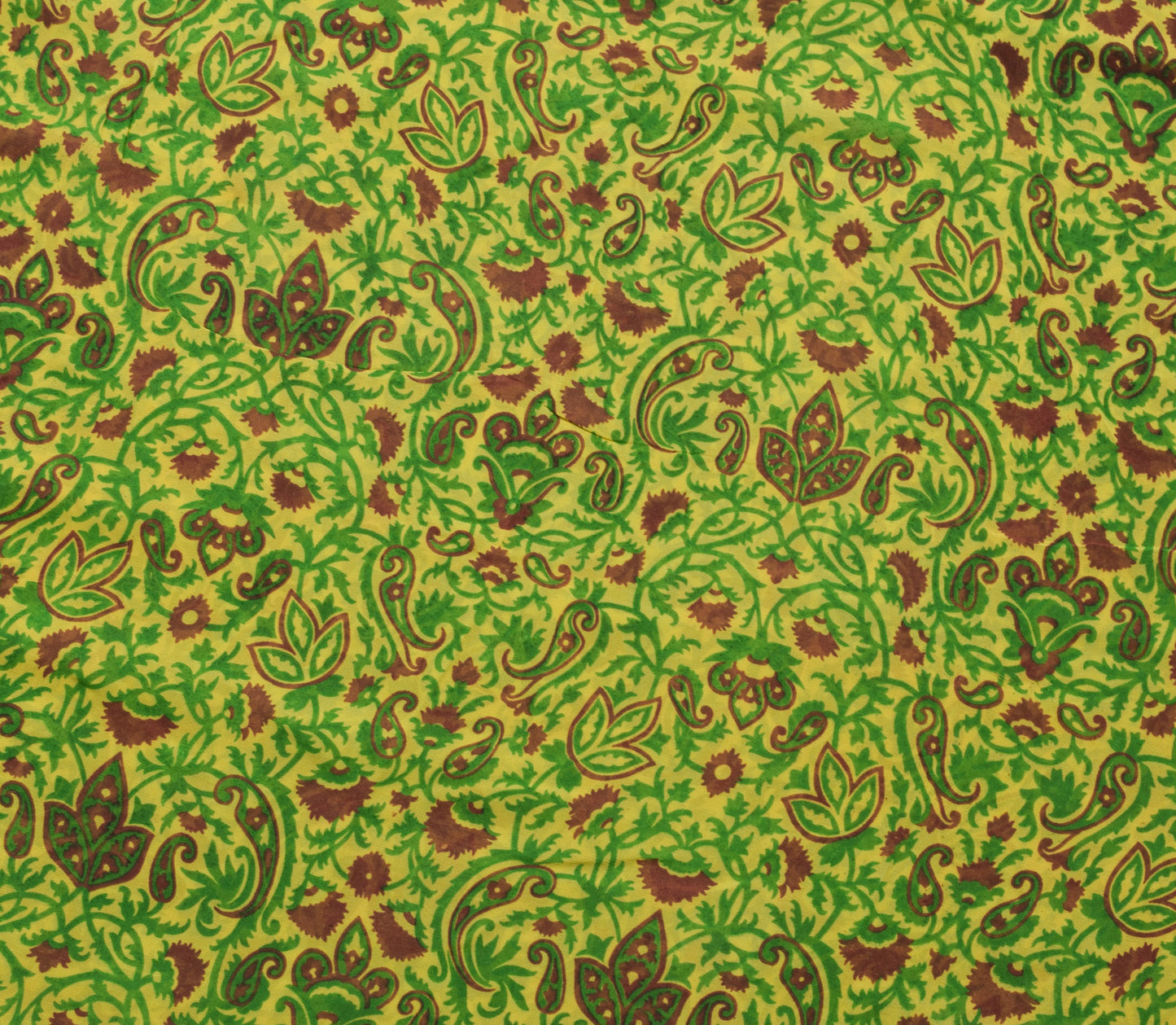 Sushila Vintage Yellow Paisley Saree Pure Georgette Silk Printed Craft Fabric