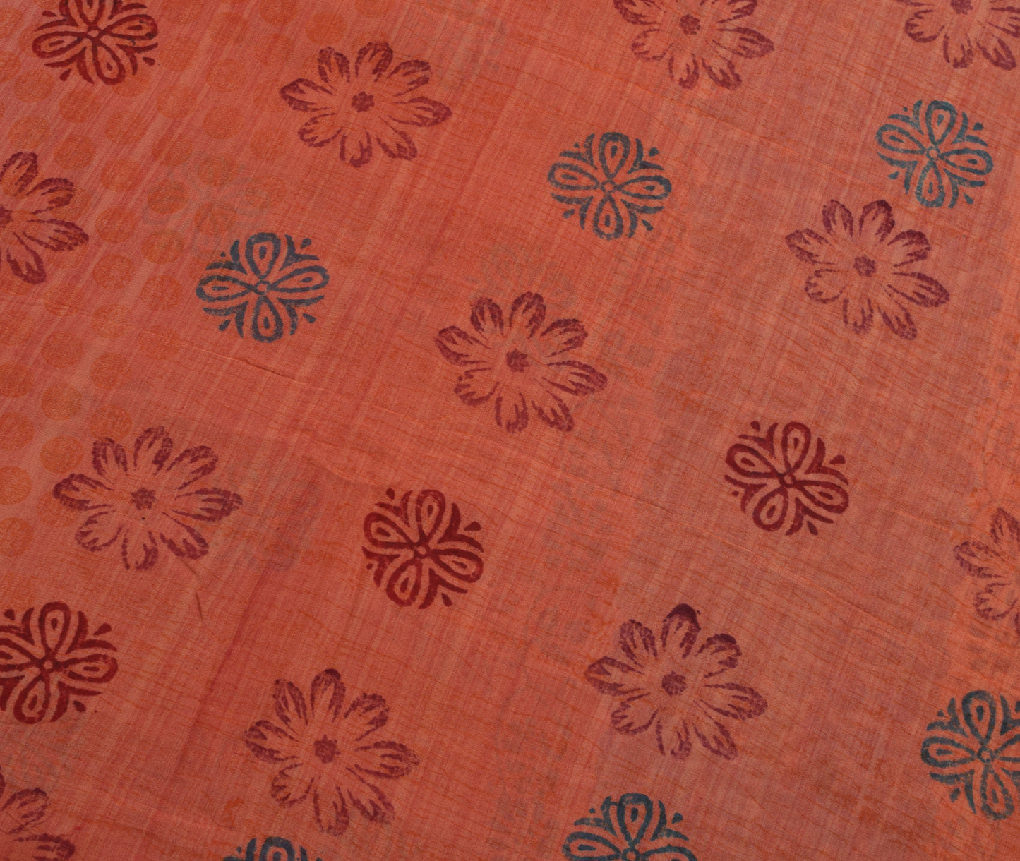 Sushila Vintage Red Saree 100% Pure Georgette Silk Printed Floral Craft Fabric