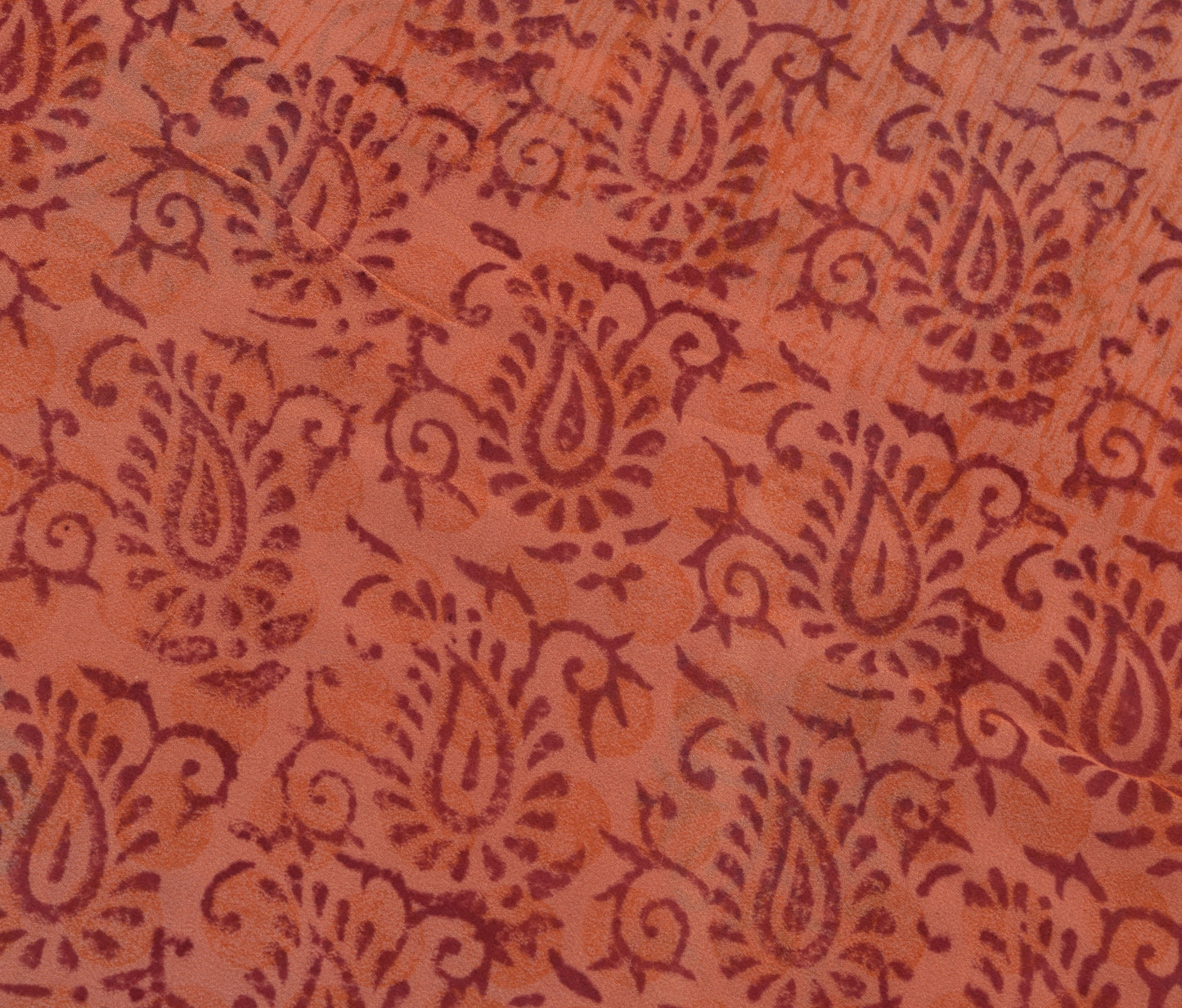 Sushila Vintage Red Saree 100% Pure Georgette Silk Printed Floral Craft Fabric