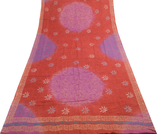 Sushila Vintage Maroon Floral Saree Pure Georgette Silk Printed Craft Fabric