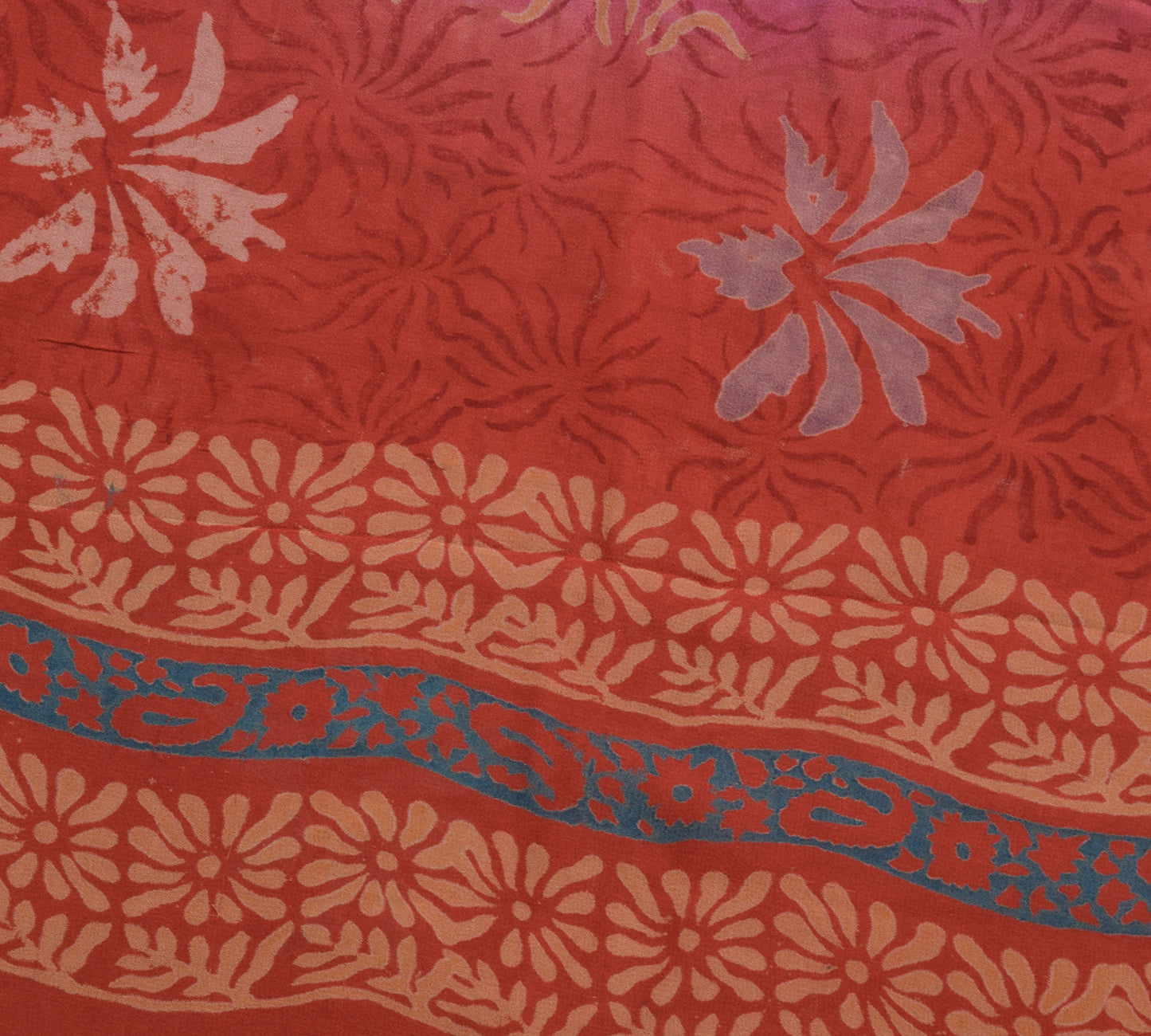 Sushila Vintage Maroon Floral Saree Pure Georgette Silk Printed Craft Fabric