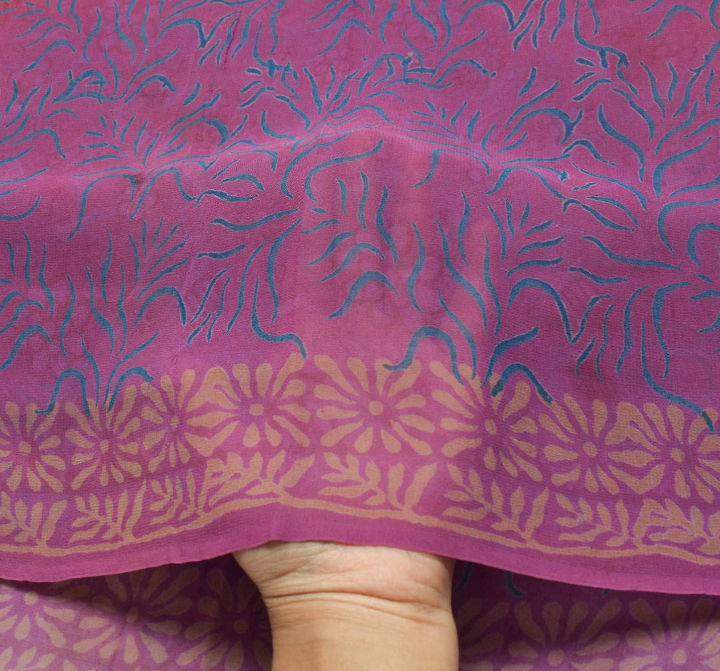 Sushila Vintage Maroon Floral Saree Pure Georgette Silk Printed Craft Fabric