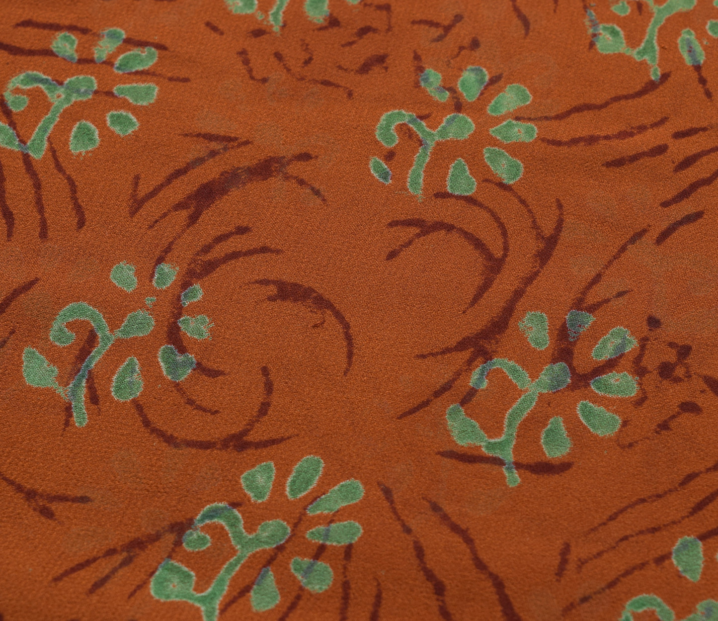 Sushila Vintage Saree 100% Pure Georgette Silk Printed Brown Floral Craft Fabric