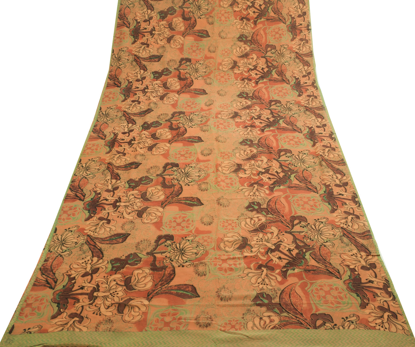 Sushila Vintage Floral Indian Saree 100%Pure Georgette Silk Printed Craft Fabric