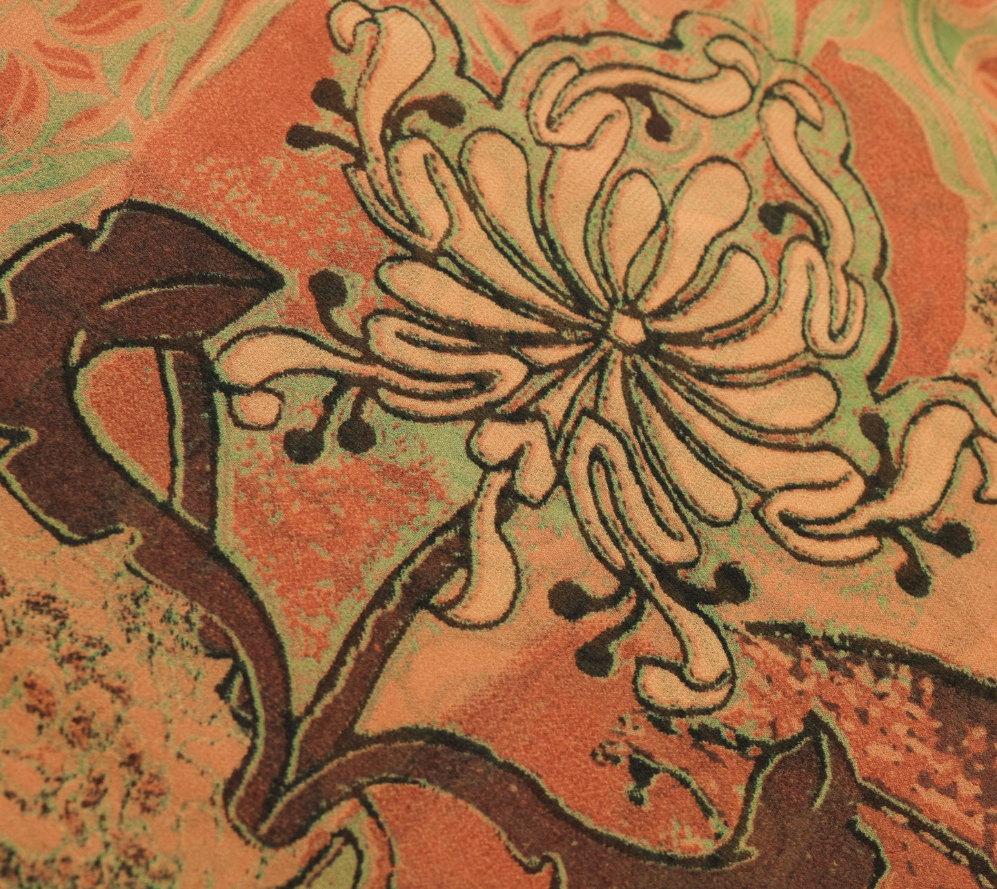 Sushila Vintage Floral Indian Saree 100%Pure Georgette Silk Printed Craft Fabric