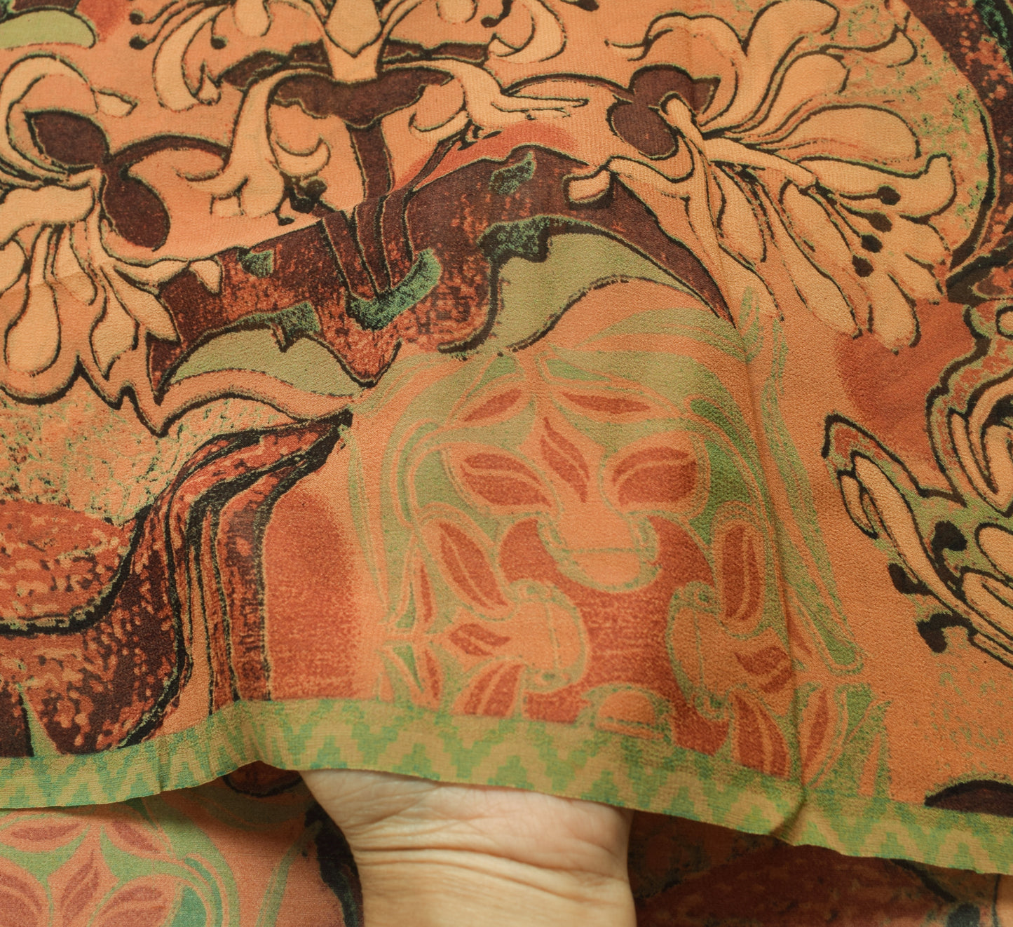 Sushila Vintage Floral Indian Saree 100%Pure Georgette Silk Printed Craft Fabric