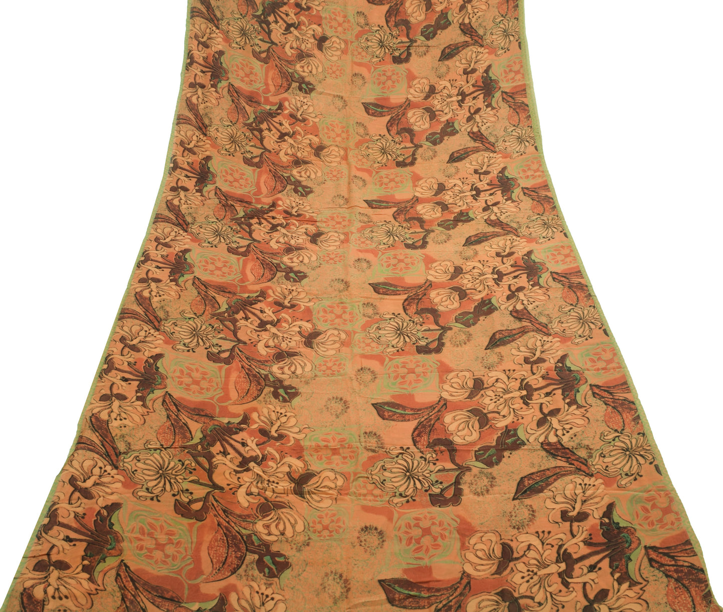 Sushila Vintage Floral Indian Saree 100%Pure Georgette Silk Printed Craft Fabric