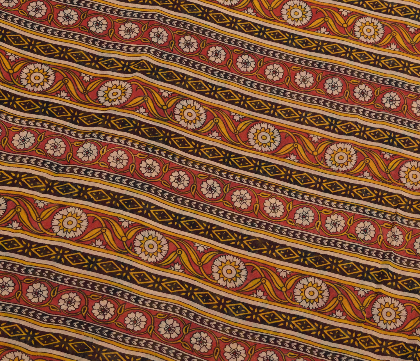 Sushila Vintage Saree 100% Pure Georgette Silk Printed Red Floral Craft Fabric