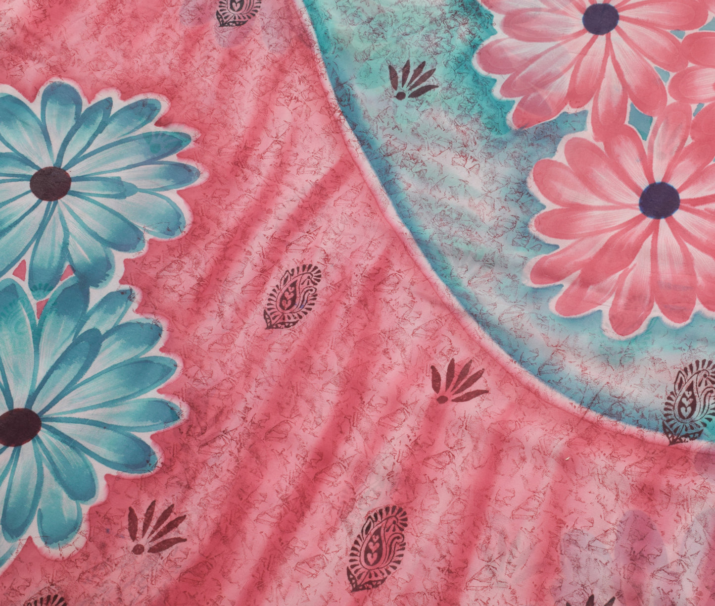 Sushila Vintage Saree 100% Pure Georgette Silk Printed Floral 5 YD Craft Fabric