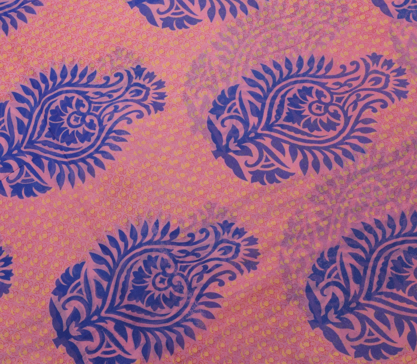 Sushila Vintage Saree 100% Pure Georgette Silk Pink Floral Printed Craft Fabric