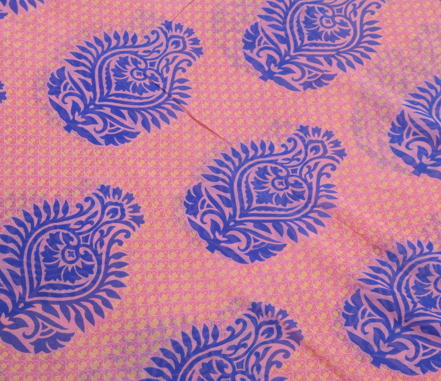 Sushila Vintage Saree 100% Pure Georgette Silk Pink Floral Printed Craft Fabric