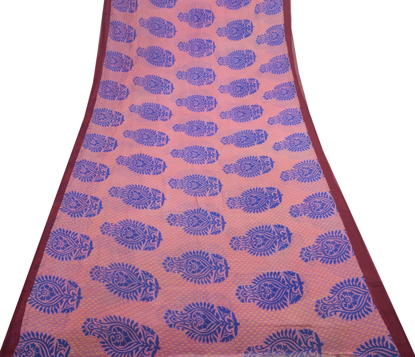 Sushila Vintage Saree 100% Pure Georgette Silk Pink Floral Printed Craft Fabric