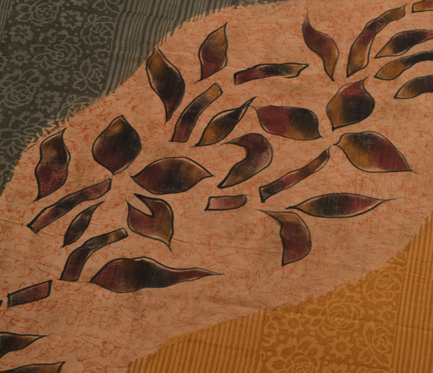 Sushila Vintage Floral Saree 100%Pure Georgette Silk Printed Indian Craft Fabric