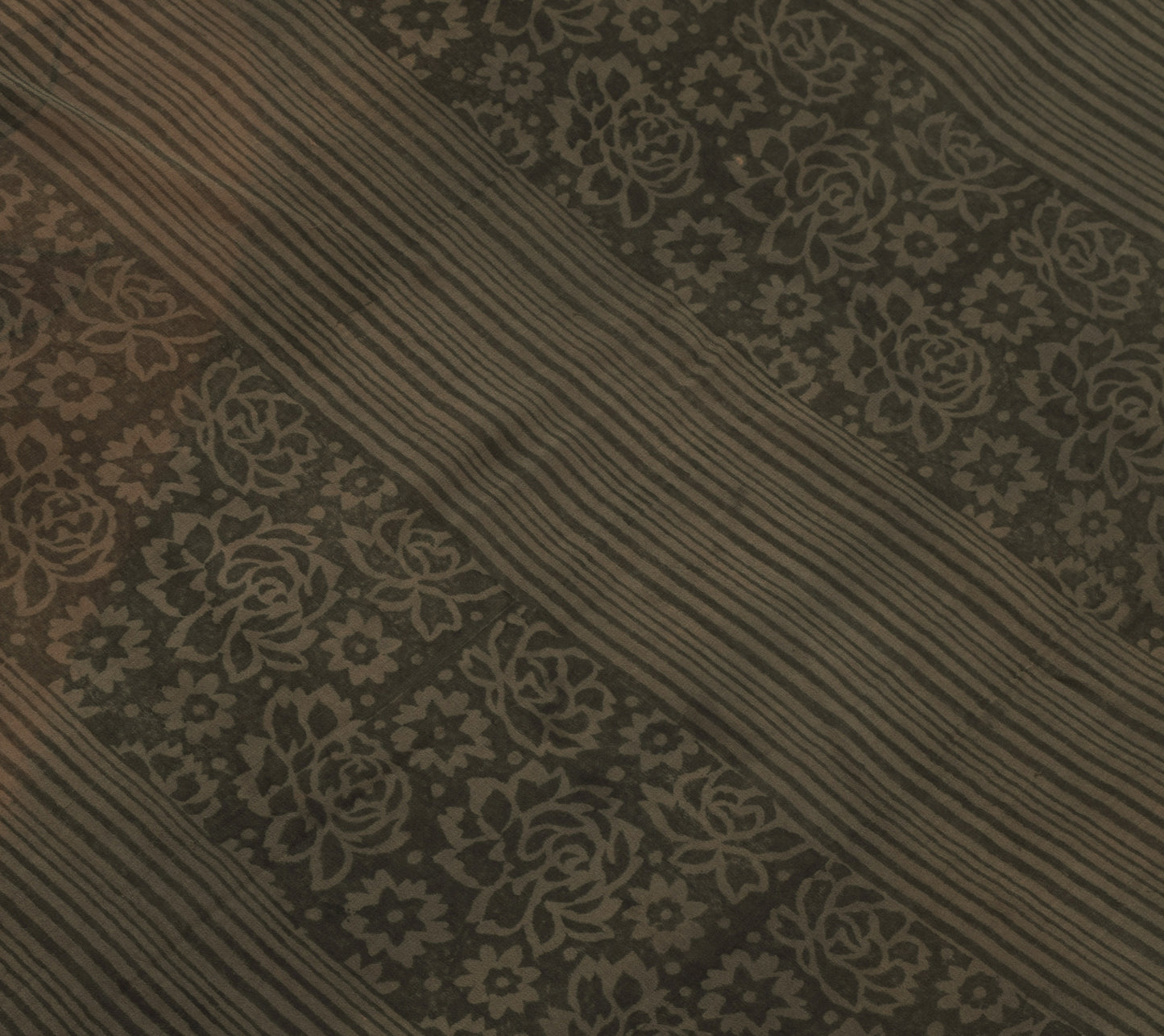 Sushila Vintage Floral Saree 100%Pure Georgette Silk Printed Indian Craft Fabric