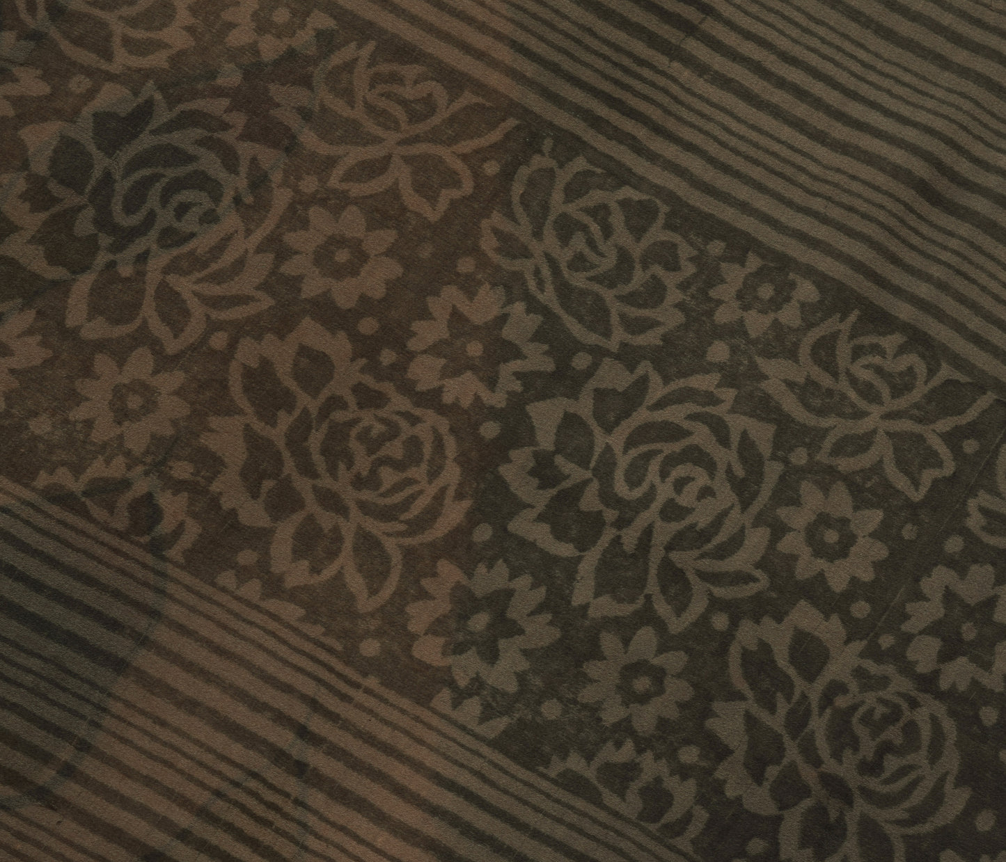 Sushila Vintage Floral Saree 100%Pure Georgette Silk Printed Indian Craft Fabric