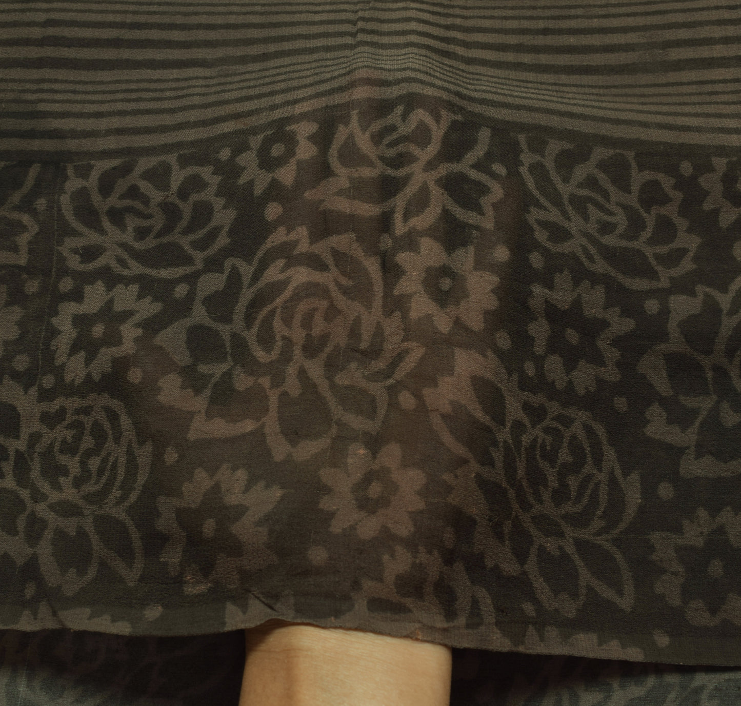 Sushila Vintage Floral Saree 100%Pure Georgette Silk Printed Indian Craft Fabric