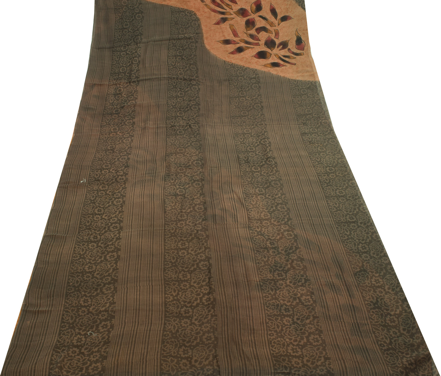 Sushila Vintage Floral Saree 100%Pure Georgette Silk Printed Indian Craft Fabric