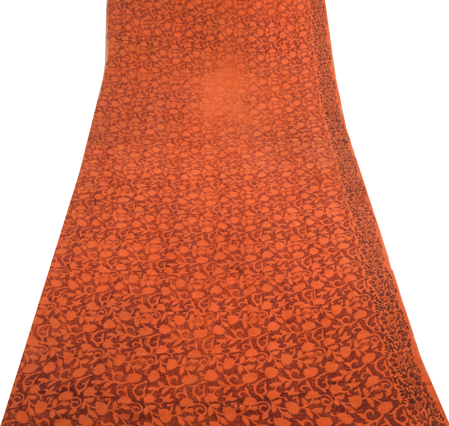 Sushila Vintage Saree 100% Pure Georgette Silk Printed Floral Craft Fabric