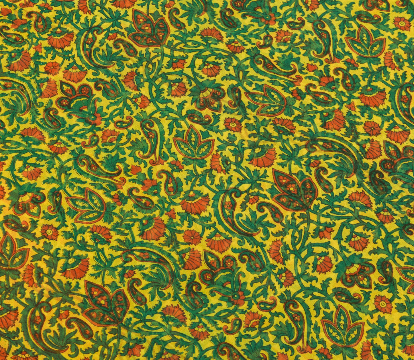 Sushila Vintage Yellow Floral Saree 100%Pure Georgette Silk Printed Craft Fabric