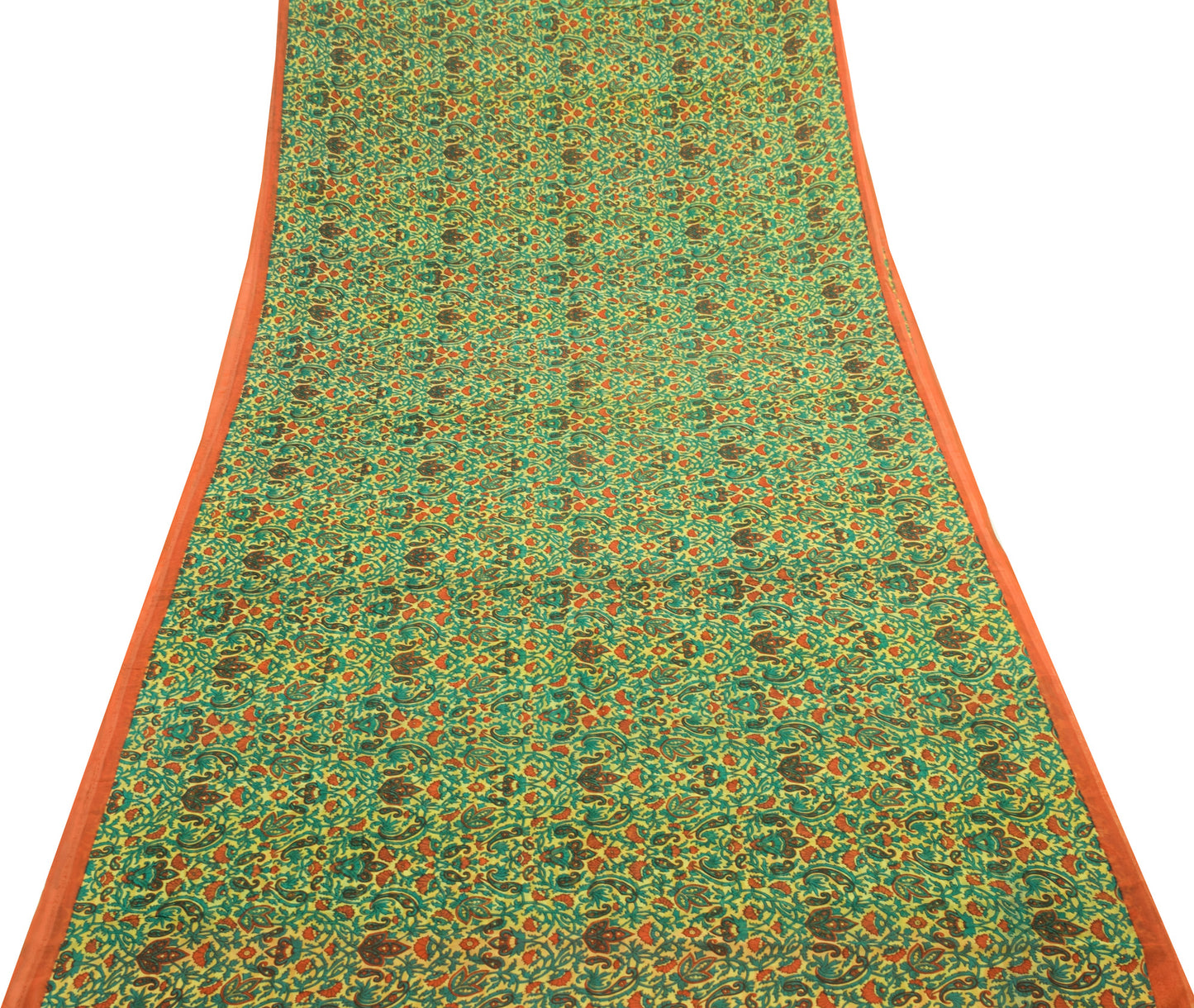 Sushila Vintage Yellow Floral Saree 100%Pure Georgette Silk Printed Craft Fabric