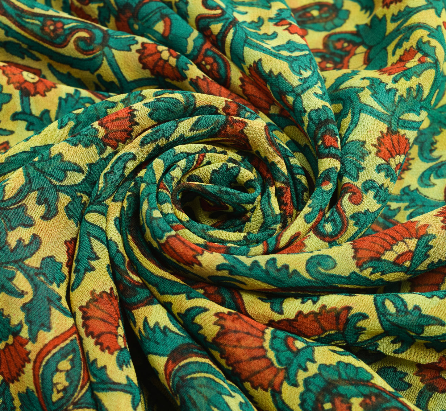 Sushila Vintage Yellow Floral Saree 100%Pure Georgette Silk Printed Craft Fabric