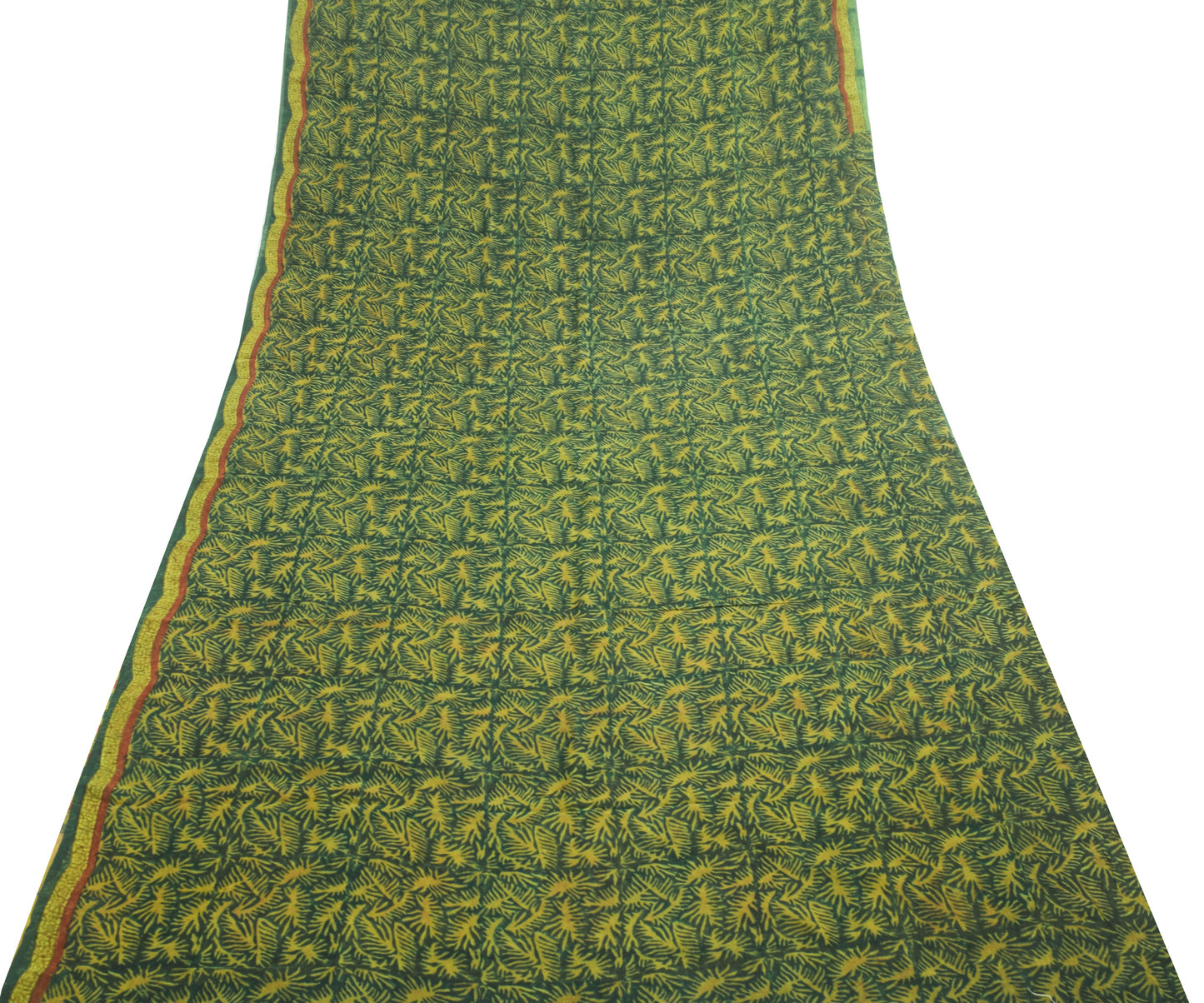 Sushila Vintage Dark Green Saree 100% Pure Georgette Silk Printed Craft Fabric