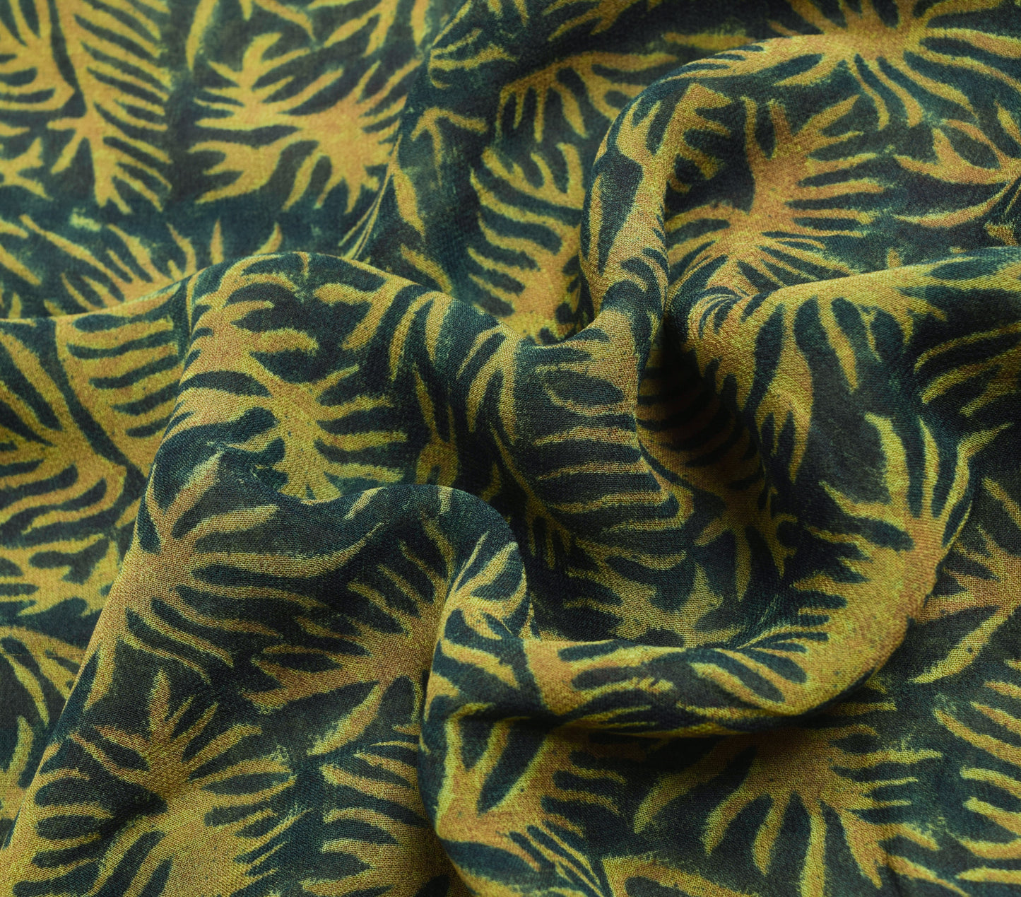 Sushila Vintage Dark Green Saree 100% Pure Georgette Silk Printed Craft Fabric