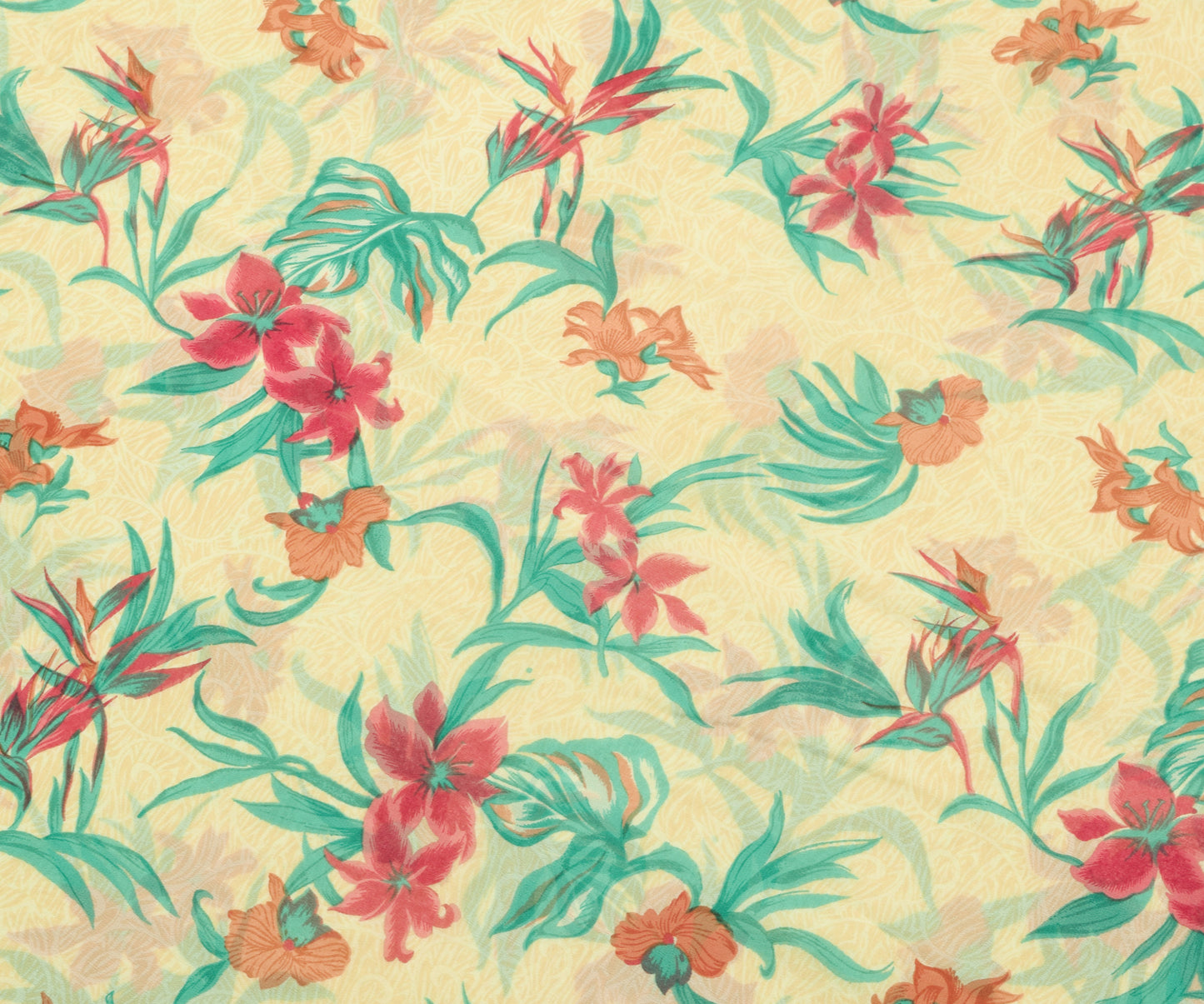 Sushila Vintage Saree 100% Pure Georgette Silk Printed Cream Floral Craft Fabric