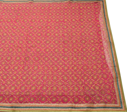 Sushila Vintage Pink Saree Georgette Silk Printed Floral with Patch Work Fabric