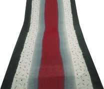 Sushila Vintage Gray Saree 100% Pure Georgette Silk Printed Indian Craft Fabric