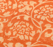 Sushila Vtg. Branded Orange Saree Pure Georgette Silk Hand Block Printed Fabric