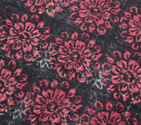 Sushila Vintage Black Saree 100% Pure Georgette Silk Printed Craft Floral Fabric