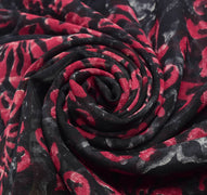 Sushila Vintage Black Saree 100% Pure Georgette Silk Printed Craft Floral Fabric