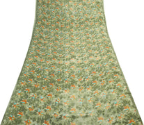 Sushila Vintage Green Floral Saree 100% Pure Georgette Silk Printed Craft Fabric