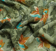 Sushila Vintage Green Floral Saree 100% Pure Georgette Silk Printed Craft Fabric