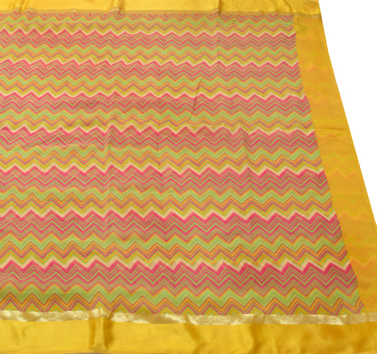 Sushila Vintage Multi-Color Branded Saree Georgette Silk Zig-Zag Printed Fabric